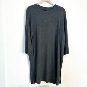 Eileen Fisher Dark Heather Gray Knit Tunic Dress, Size M